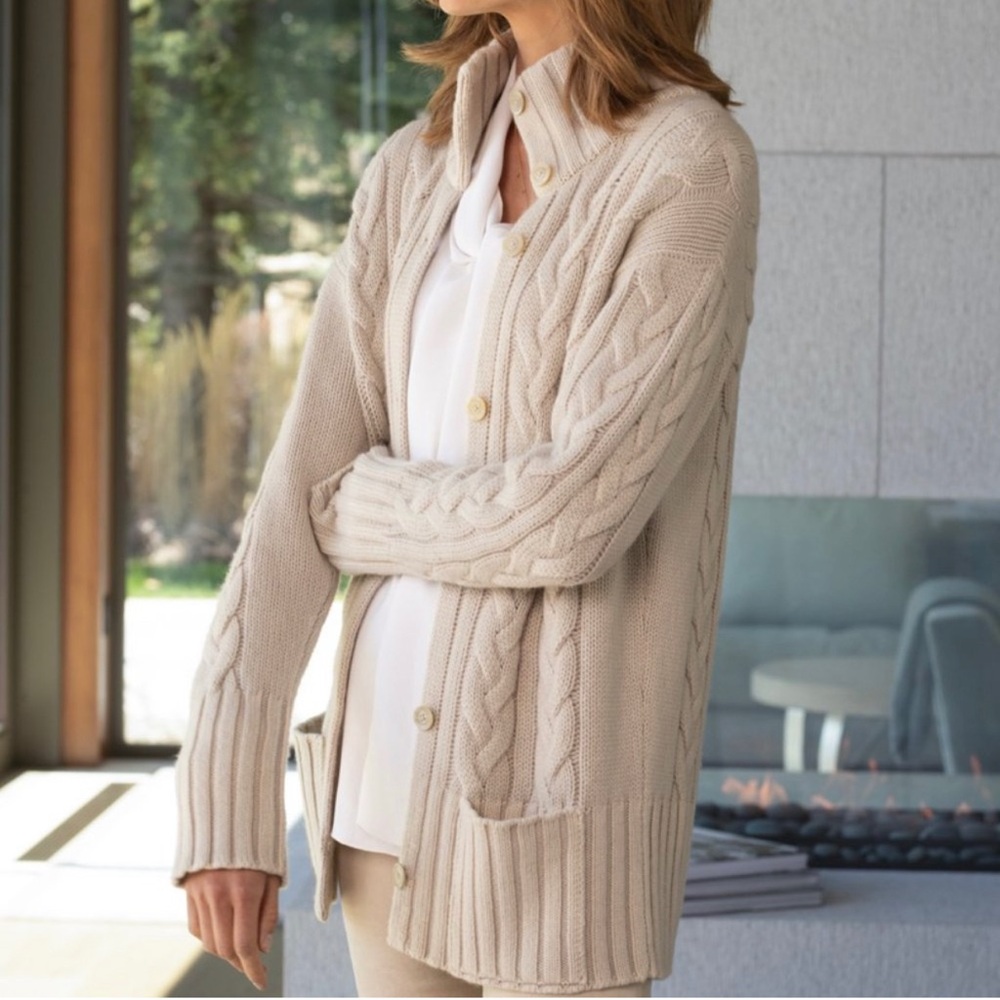 Iris Von Arnim Susi Cashmere Cardigan Size Medium Alabaster